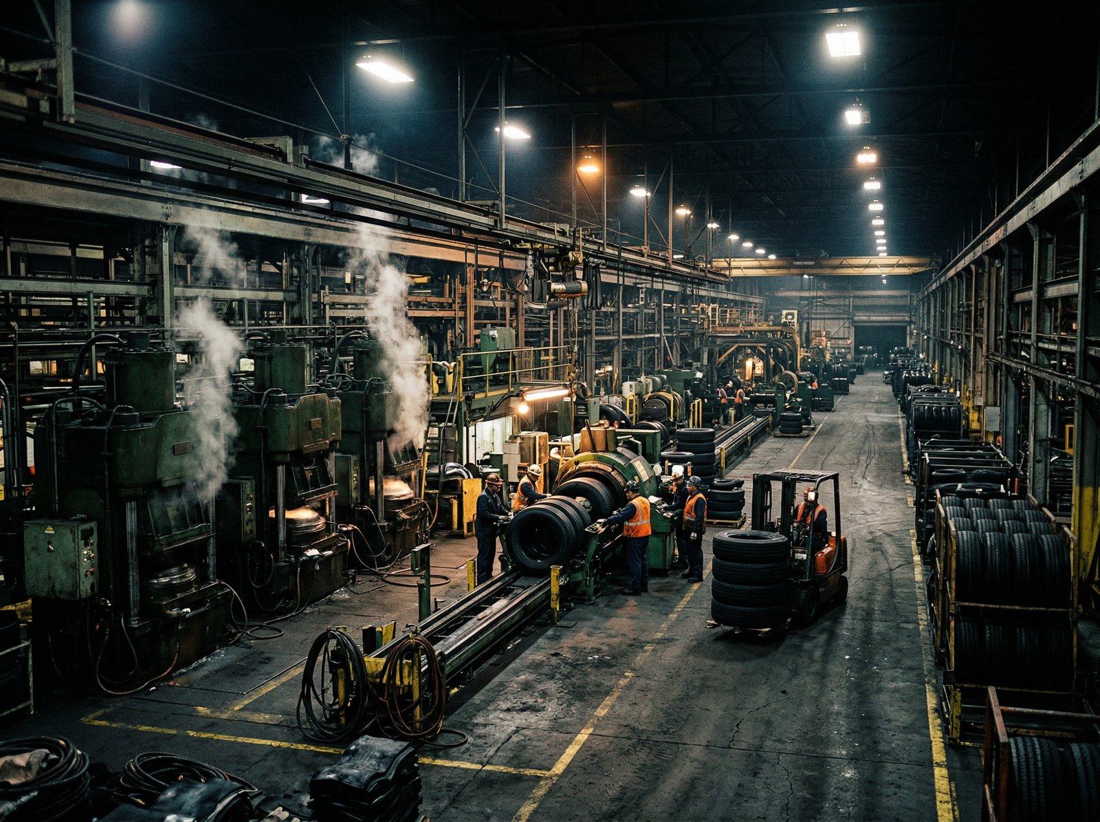 Damaged tire on the road illustrating the danger of faulty tires